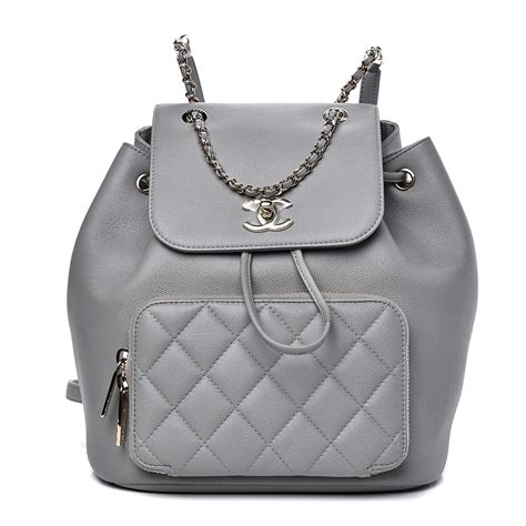 CHANEL Caviar Quilted Business Affinity Backpack Grey 